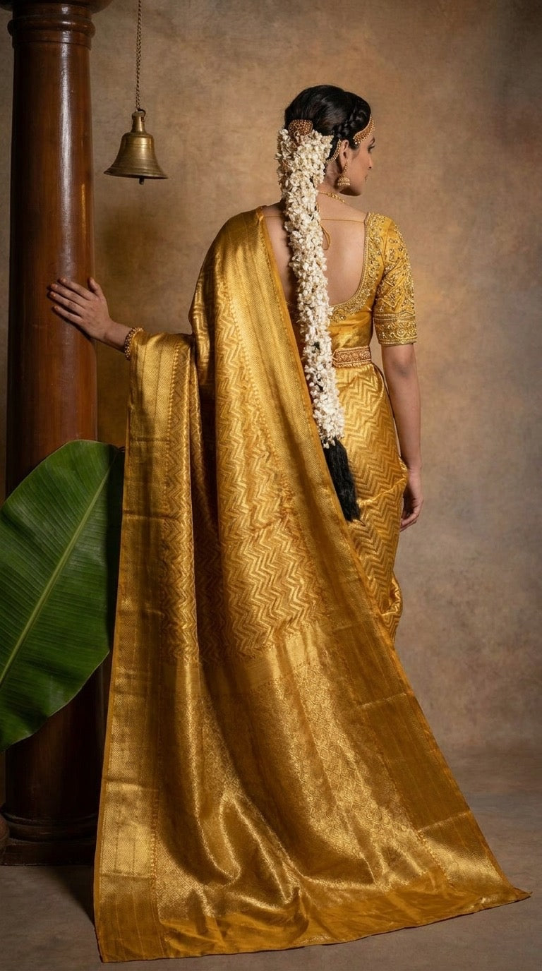 Golden Tissue Silk Bridal Saree