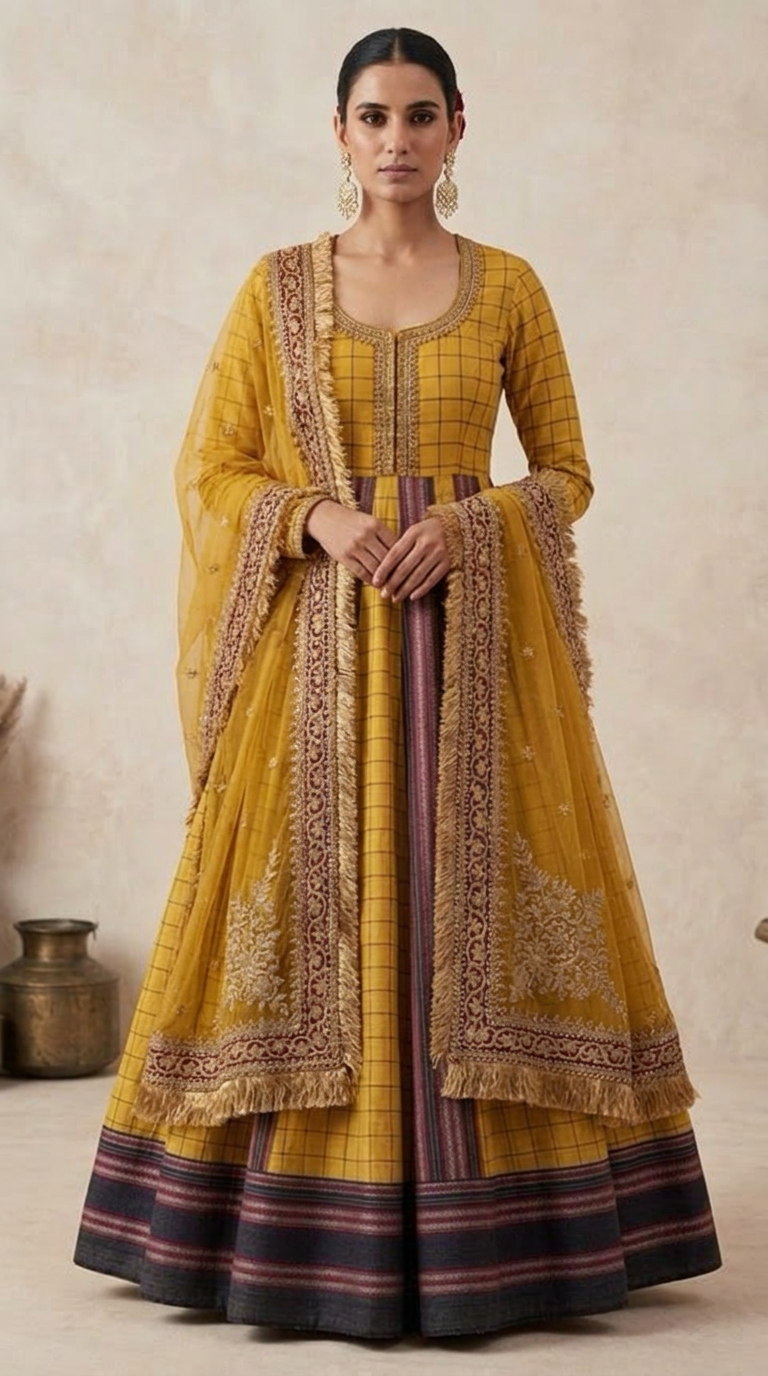 100% Handloom Woven Karnataka Anarkali - Back View