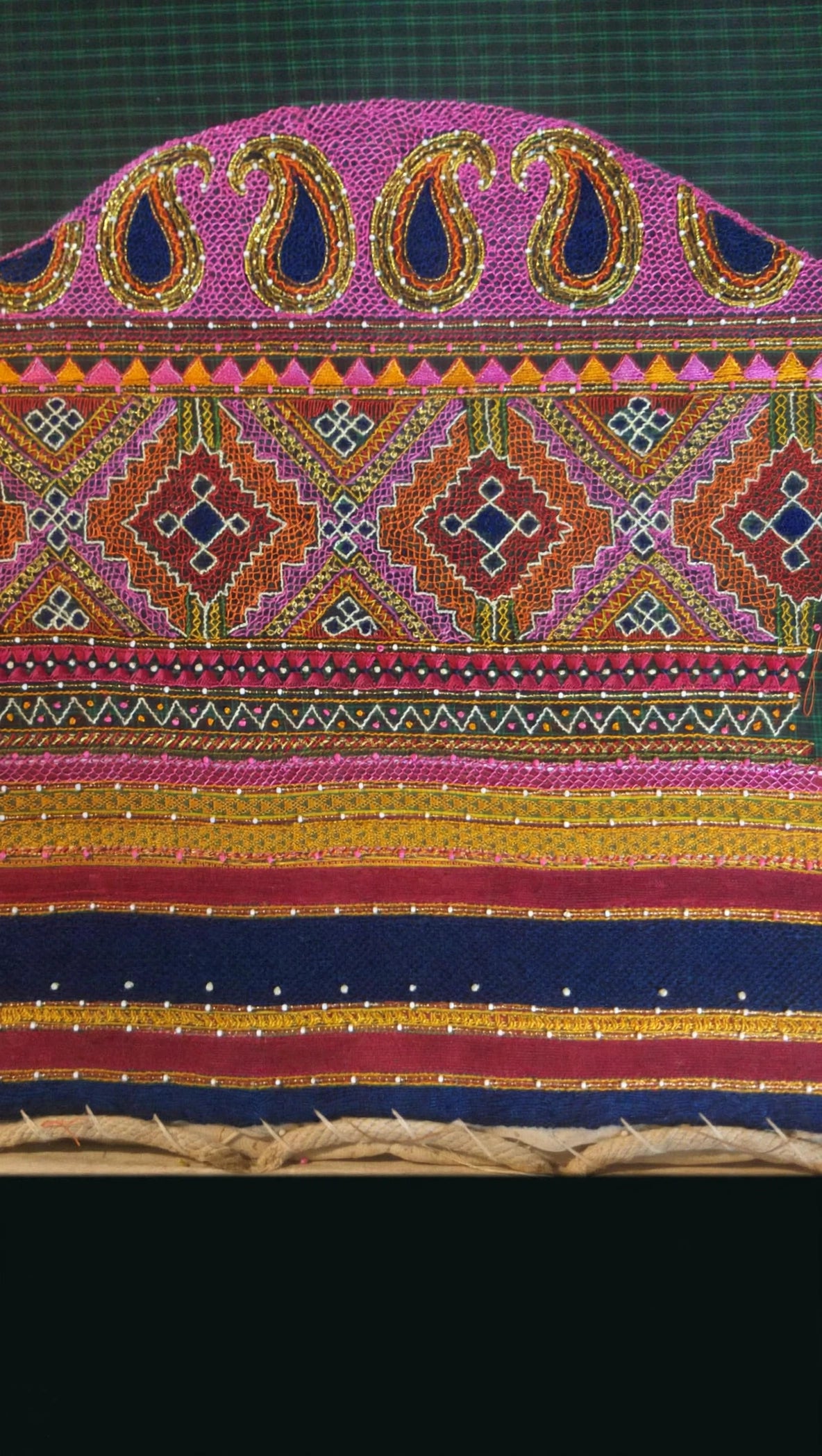 Tri-Color Handloom Lehenga with Hand-Embroidery