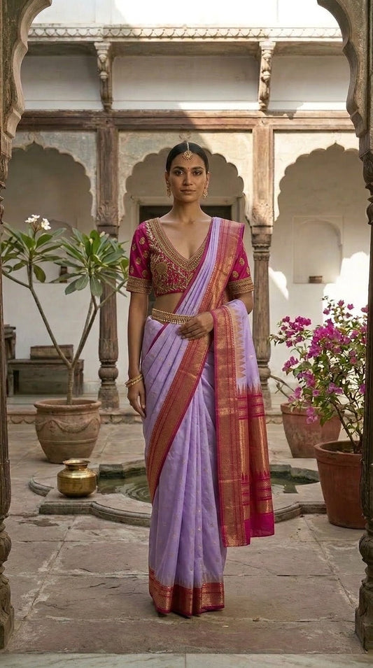 Ilkal Saree – Lavender & Magenta