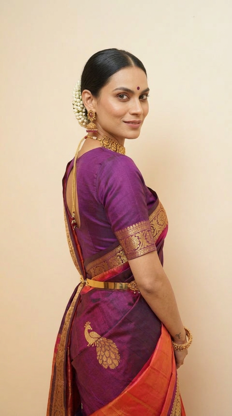 Mayura Violet — Pure Zari Handloom Silk Saree