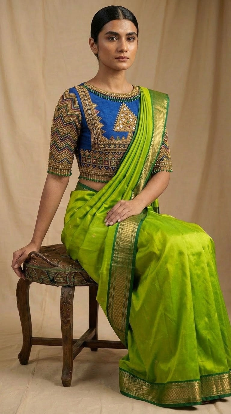 Purple & Gold Zari Bridal Blouse