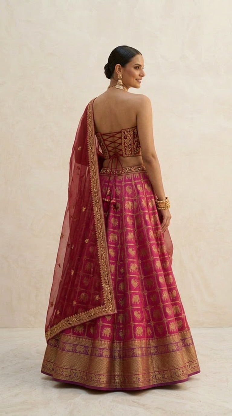 Gaja Vaibhava Lehenga Ilkal Silk with Woven Elephant Motifs