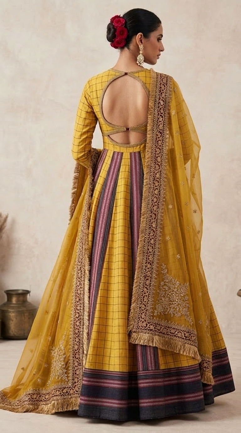 100% Handloom Woven Karnataka Anarkali - Front View