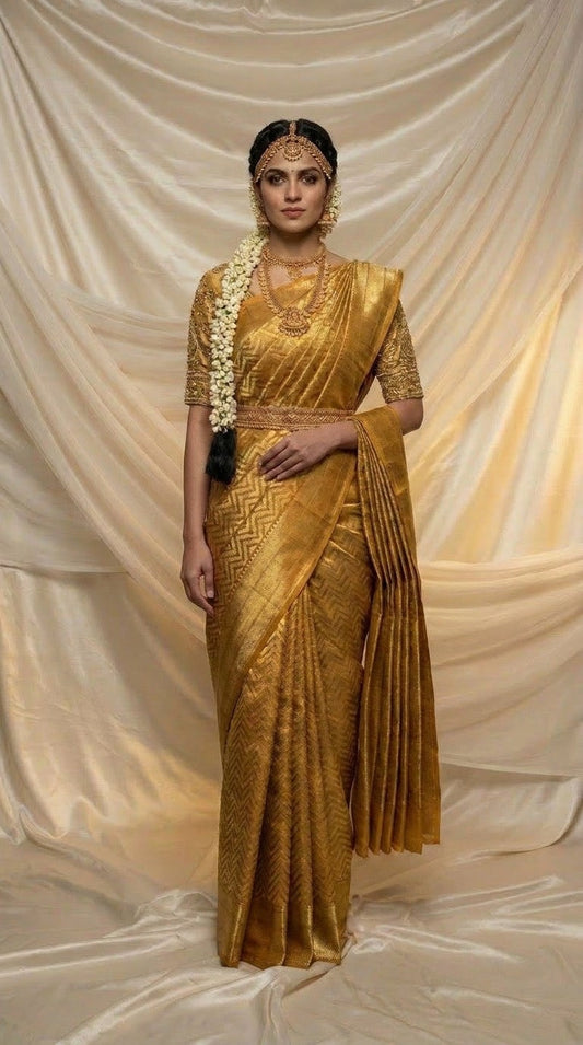 Golden Tissue Silk Bridal Saree