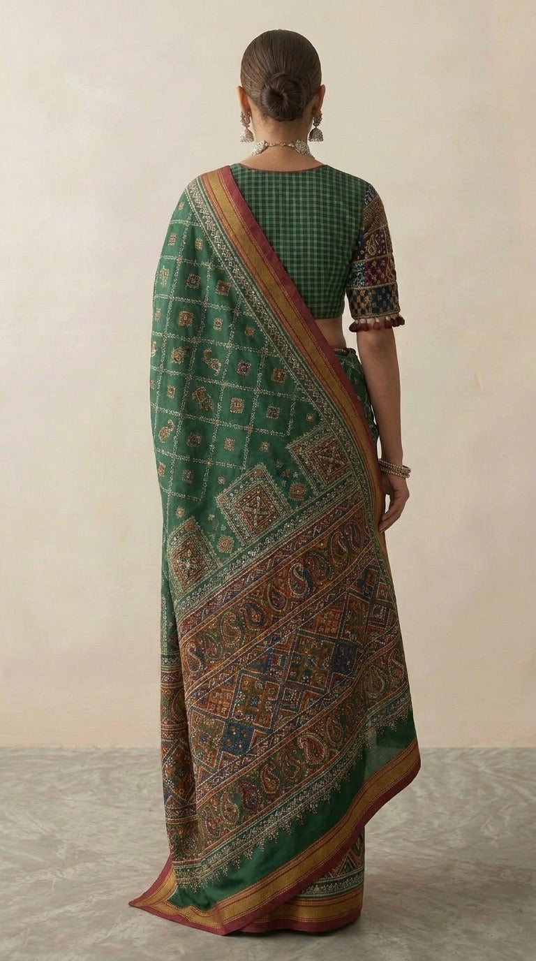 Kasuti Hand Embroidered Ilkal Handloom Saree — Karnataka Heritage
