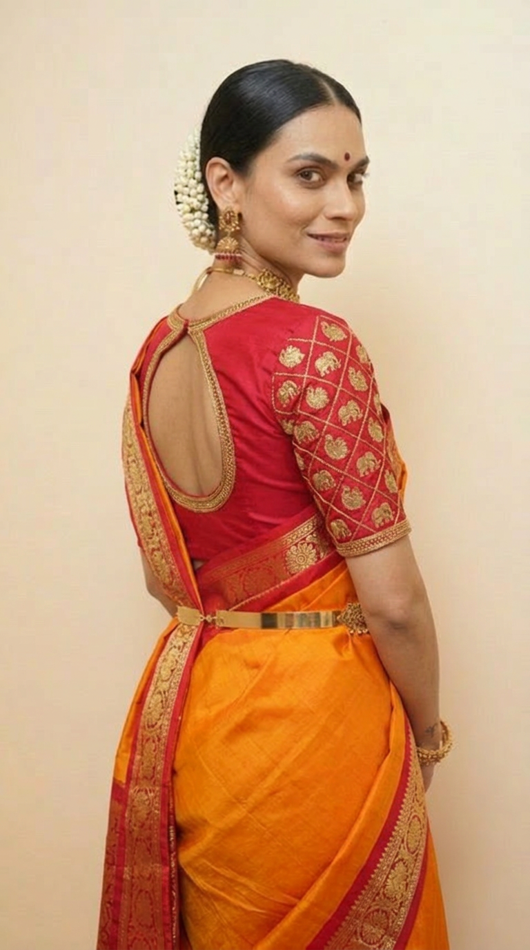 Surya Orange & Red — Pure Zari Handloom Silk Saree