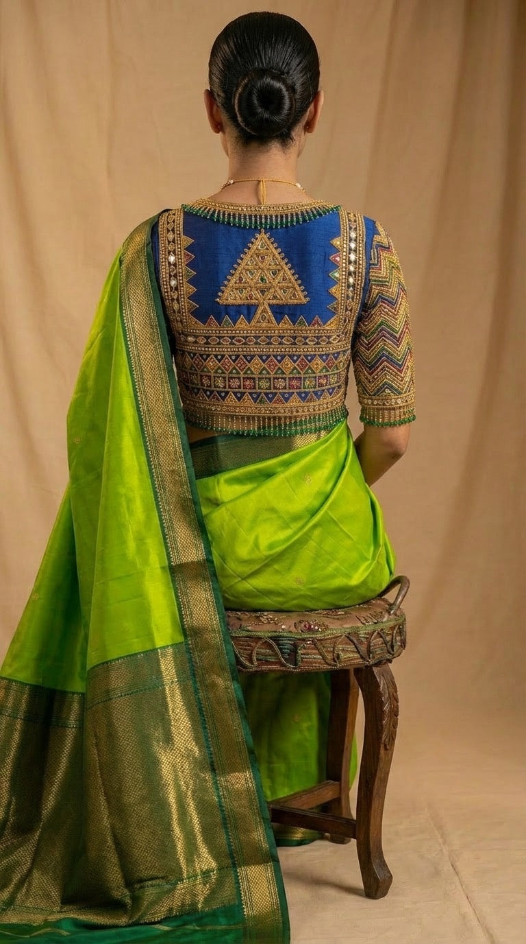 Purple & Gold Zari Bridal Blouse