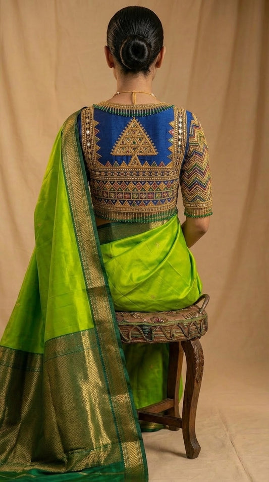 Purple & Gold Zari Bridal Blouse