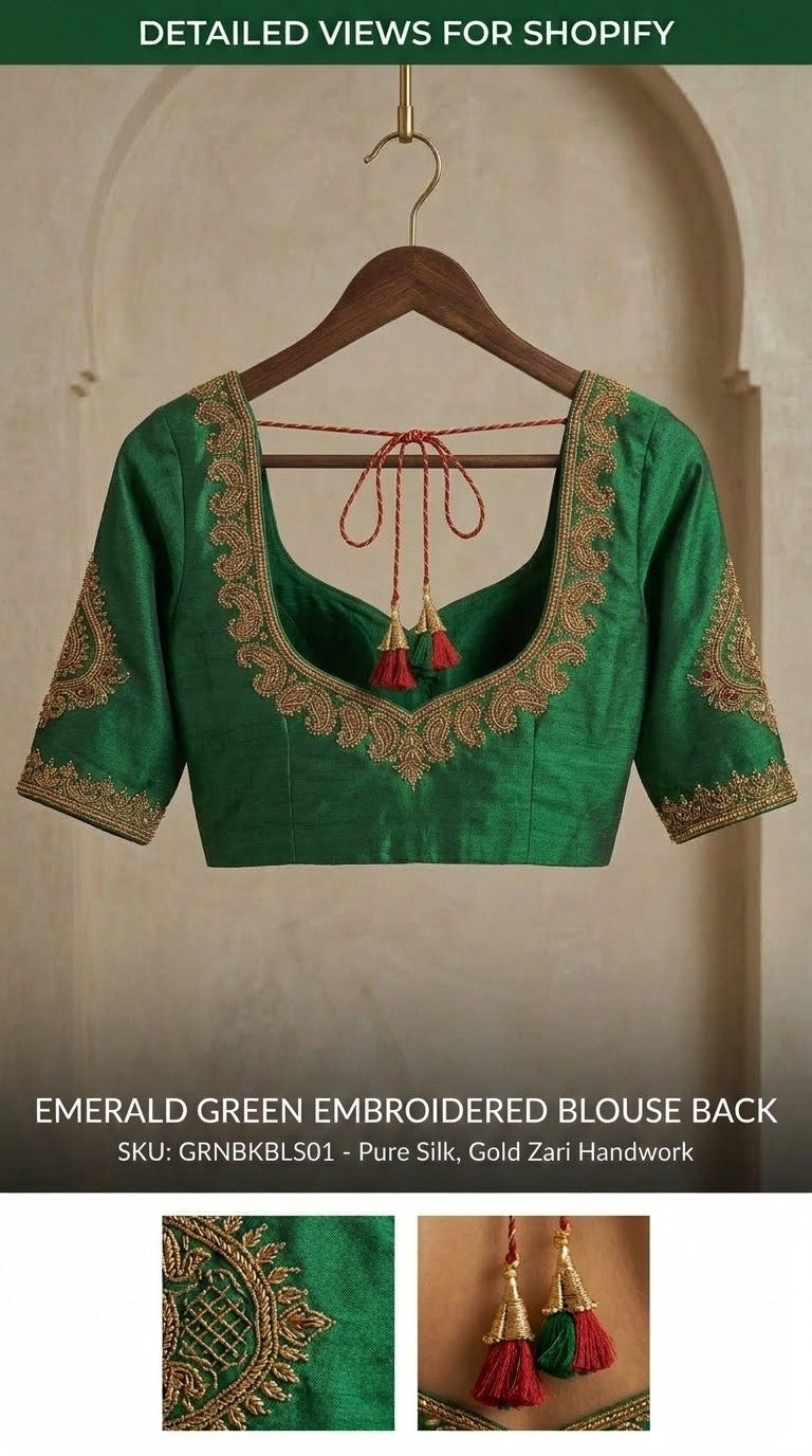 Emerald Green Embroidered Blouse