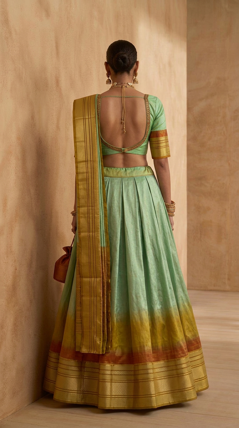 Pista to Gold: Ilkal Lehenga Saree from Bagalkot