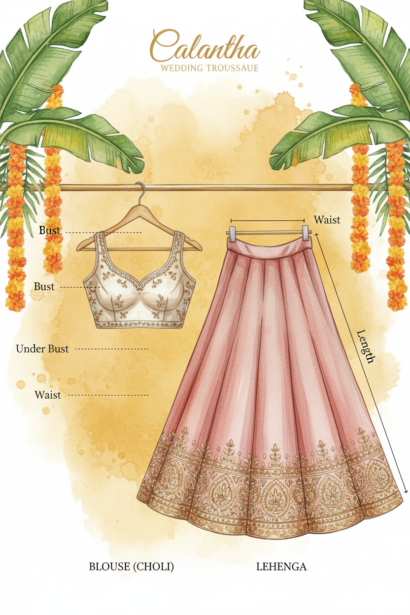 Calantha Wedding Trousseau Size Guide